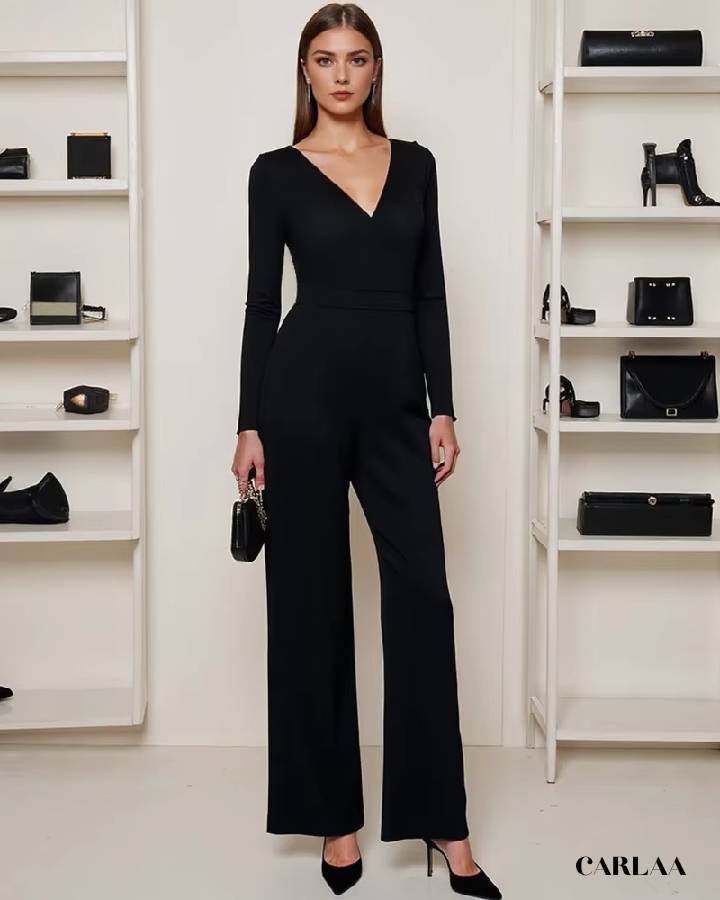 Combinaison noire femme manche longue – CARLAA