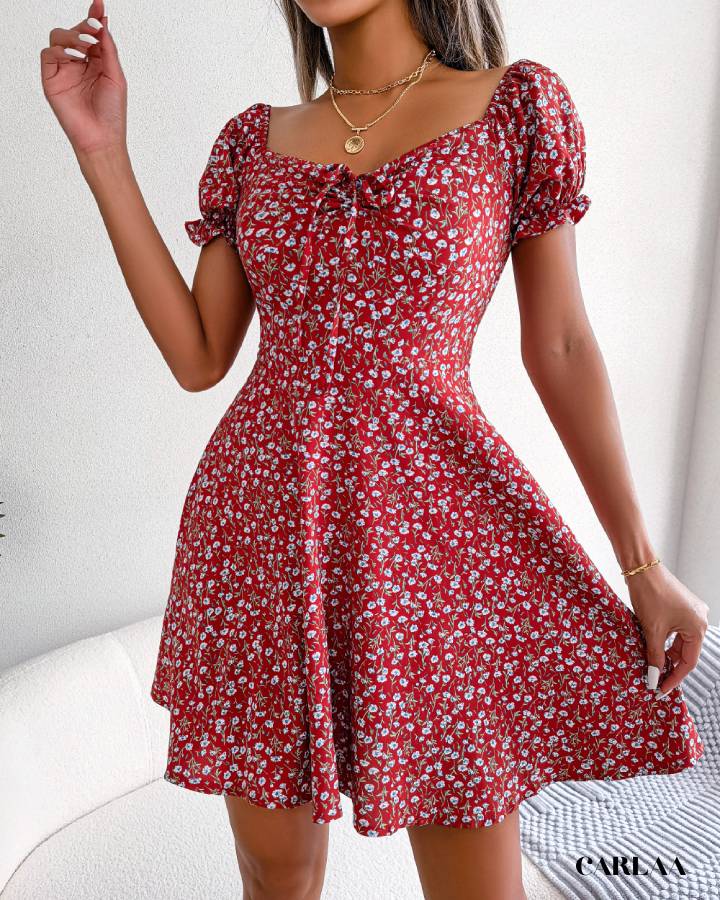 Robe Courte Jupe Rouge A Fleurs Jupe Short à Fleurs Rouge Pour
