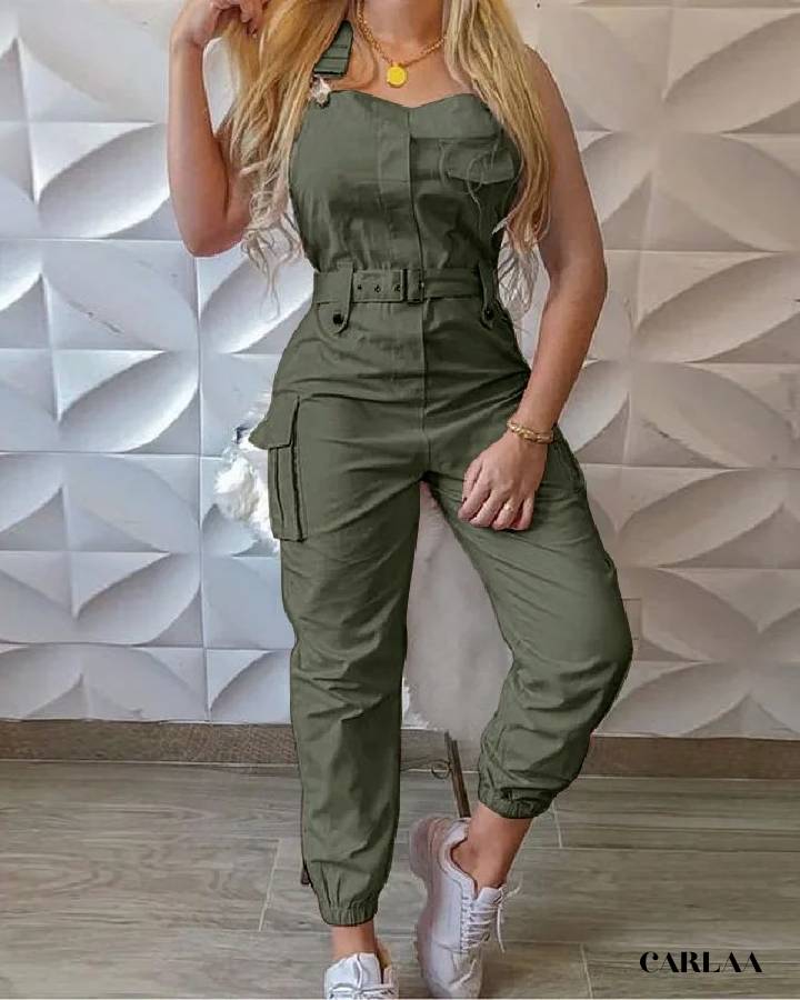 Combinaison-pantalon (jumpsuit) Femme – Coupe Slim, Taille Haute, Style Décontracté Chic – Pour Bureau, Sortie, Travail