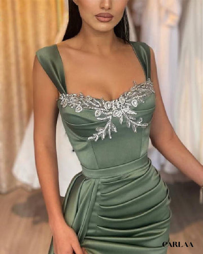 Robe de soirée vert sauge