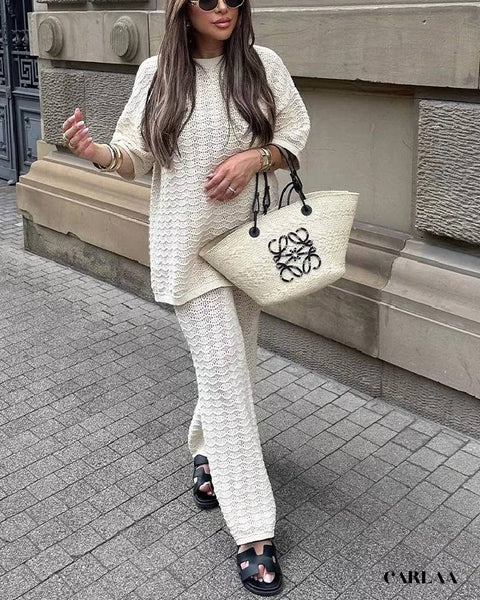 Ensemble Pantalon + Top En Soie Plein Sud - Taille 38 Marron - Neuf Sans étiquettes