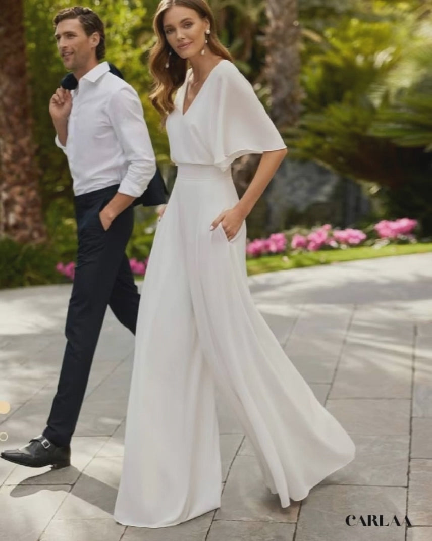Combinaison Blanche Mariee Mariage Civil Robe De MariÃ©e