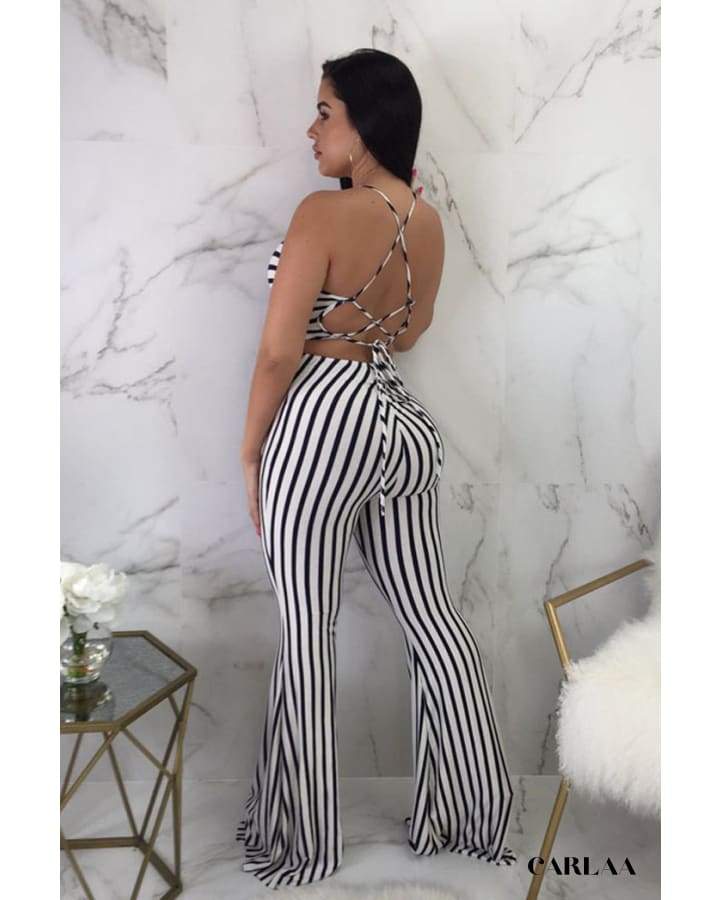 Combinaison Missy Empire – Rayée Noire Et Blanche – Taille 10 – Occasion TBE
